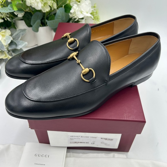 Men’s Gucci JORDAAN leather horse bit loafers size 11 fits 12 US made in Italy
